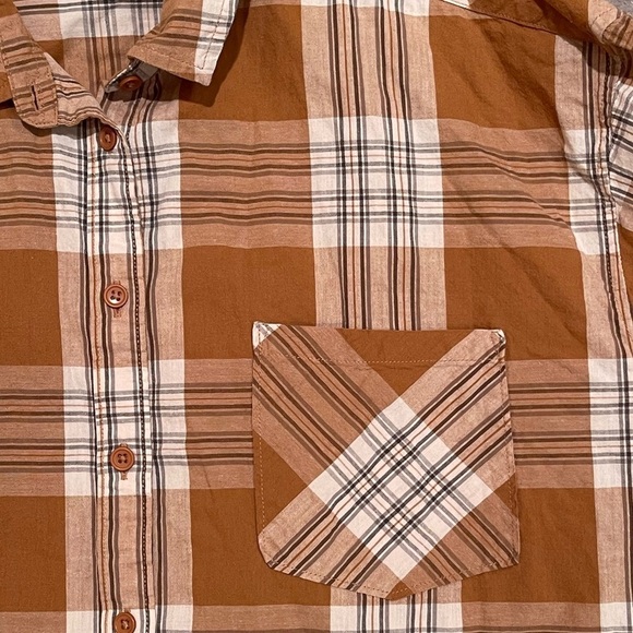 NWOT Garnet Hill Essential Boyfriend Brown Plaid Button Front Shirt - Size 12 - Picture 4 of 12